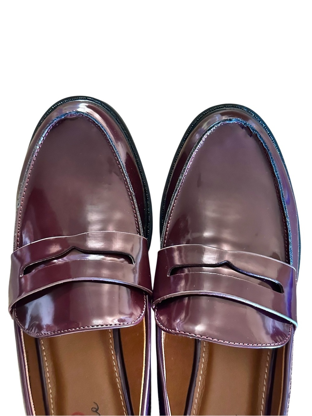 Mia Amore Hali Shoes Burgundy Patent Penny Loafers Women's Size 9 New in Box - Picture 6 of 16